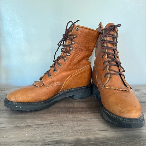 Justin Conductor Steel Toe Work Boots Lace Up Double Comfort Mens 9.5 - Picture 3 of 9